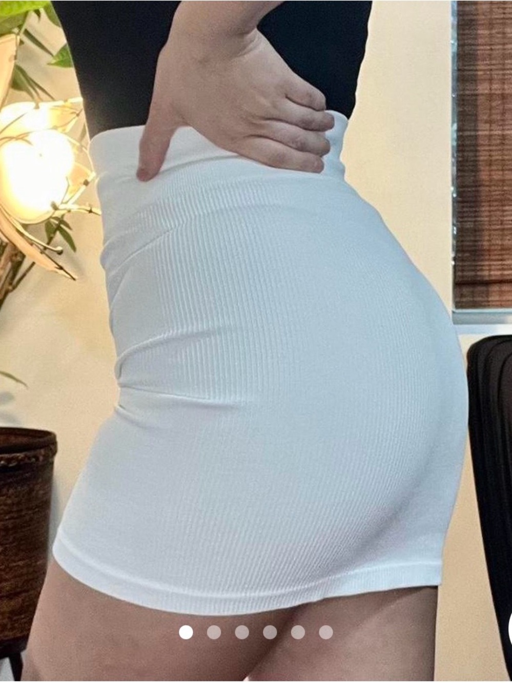 Ribbed White High-Waist Mini Skirt